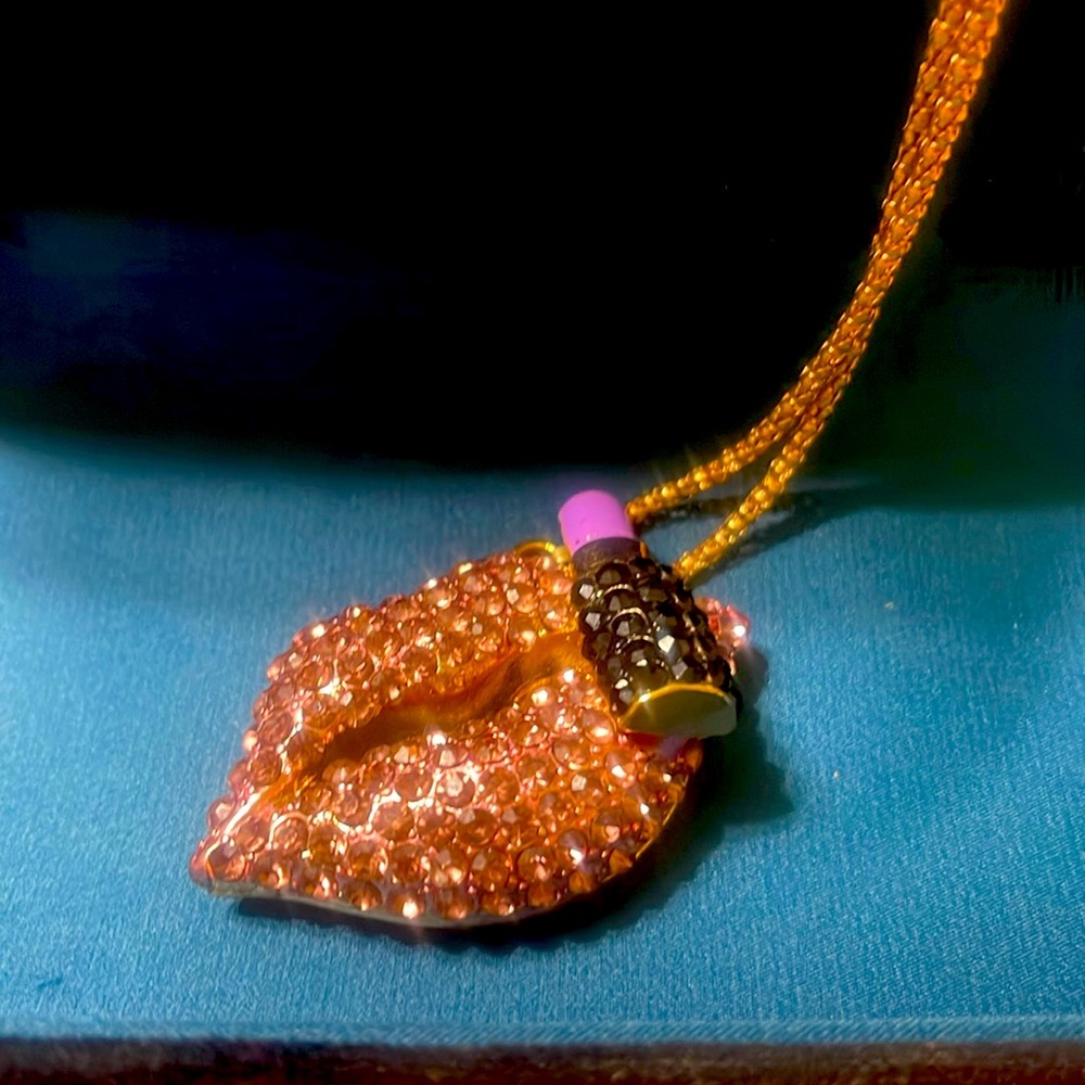 Betsey Johnson Lips with Lipstick Necklace